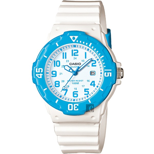 CASIO 卡西歐 迷你運動風指針手錶-藍圈x白 LRW-200H-2BV, , large