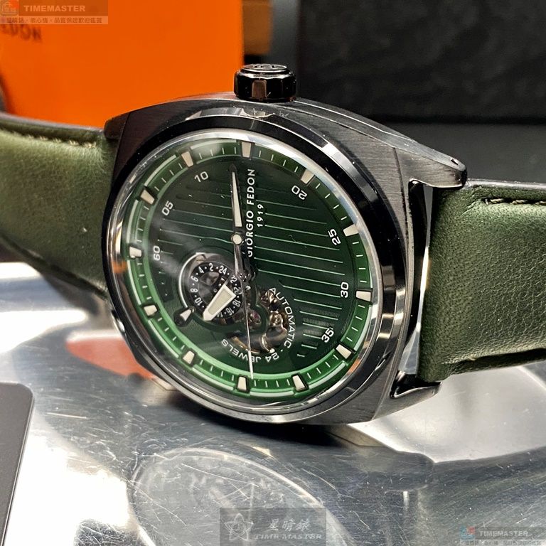 [星晴錶業]GiorgioFedon1919手錶,44mm,GF00064墨綠色錶面黑錶殼綠真皮皮革錶帶款, , large