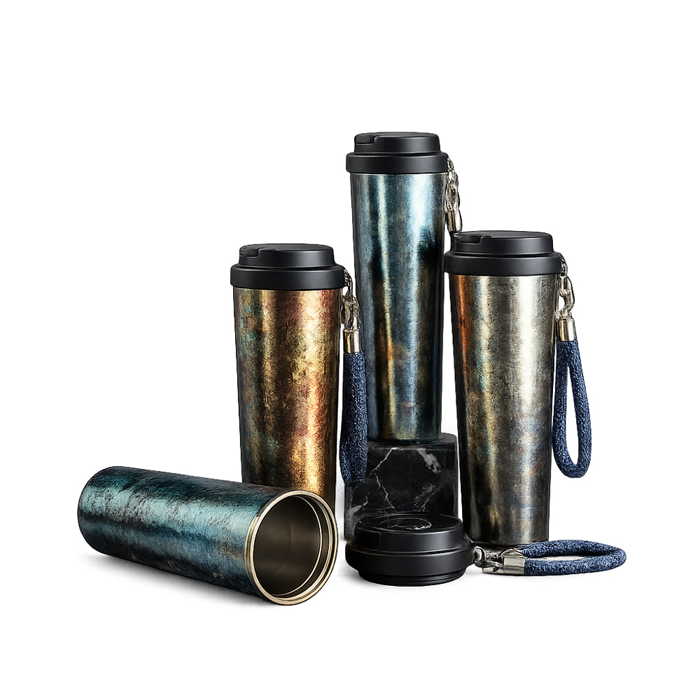 【Refine】台灣製純鈦晶礦220g極輕量隨行杯750ml／保溫保冷杯／露營戶外手提杯, , large