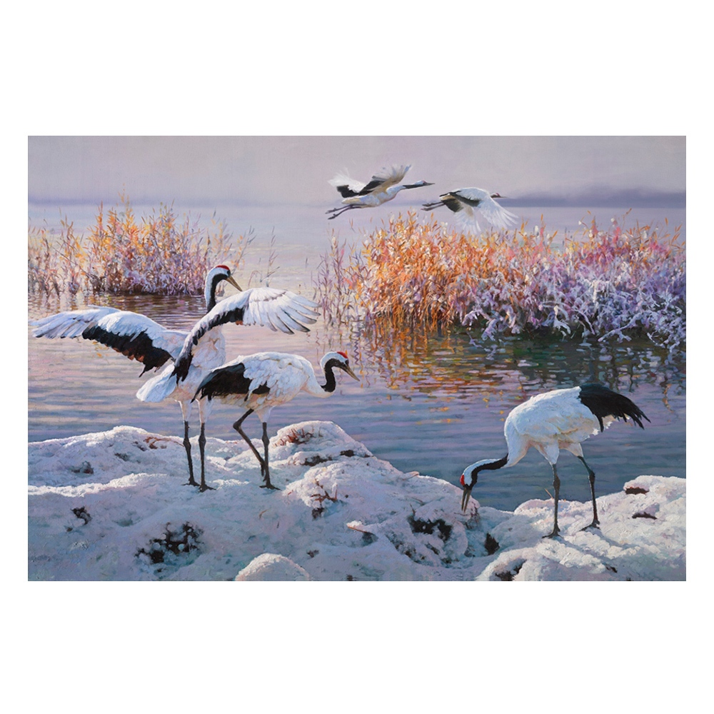 【御畫房】鶴舞 國家一級畫師手繪油畫60&times;90cm(VF-87), , large