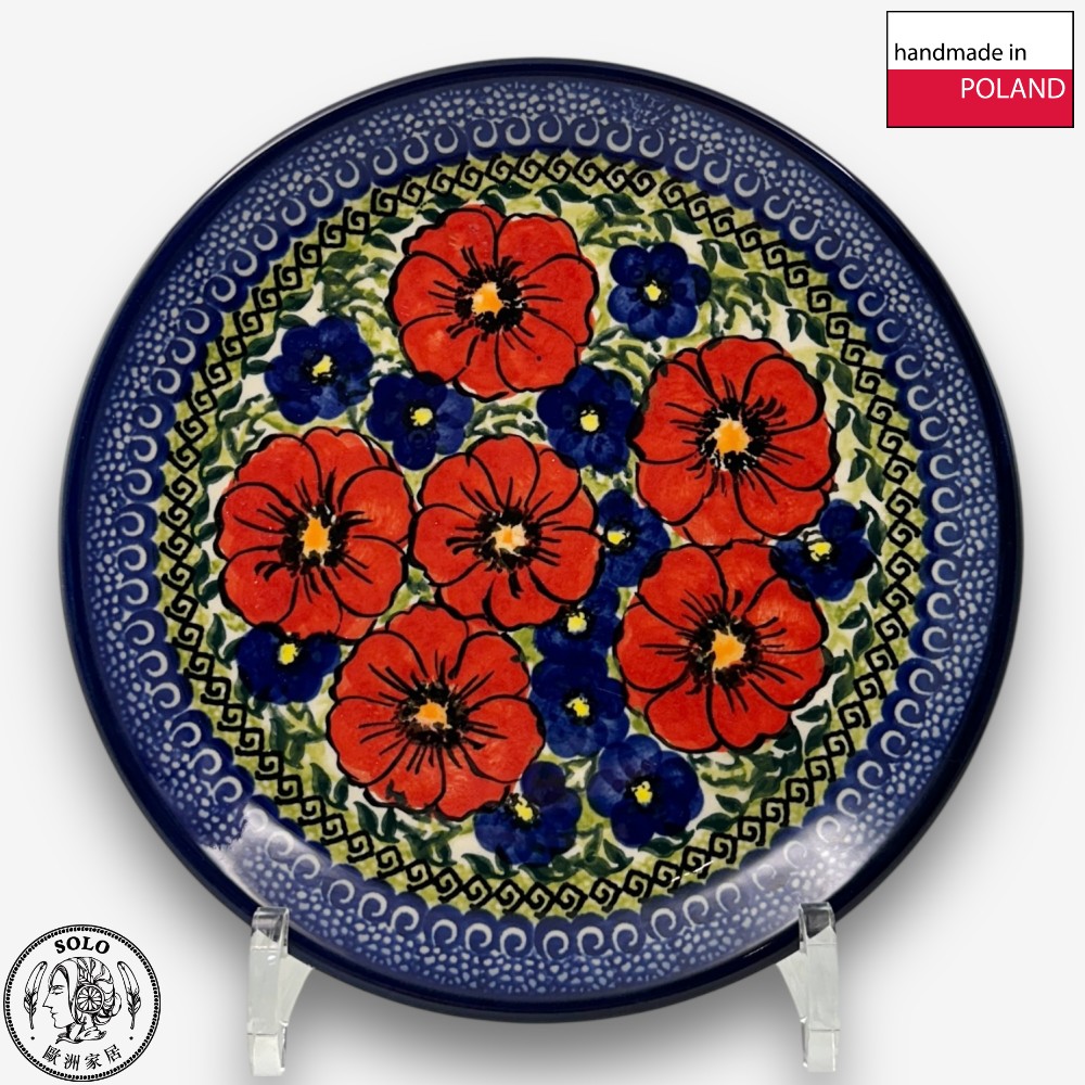 【SOLO歐洲家居】波蘭製 Cerraf 波蘭陶 19cm 圓盤 紅藍花徑系列, , large