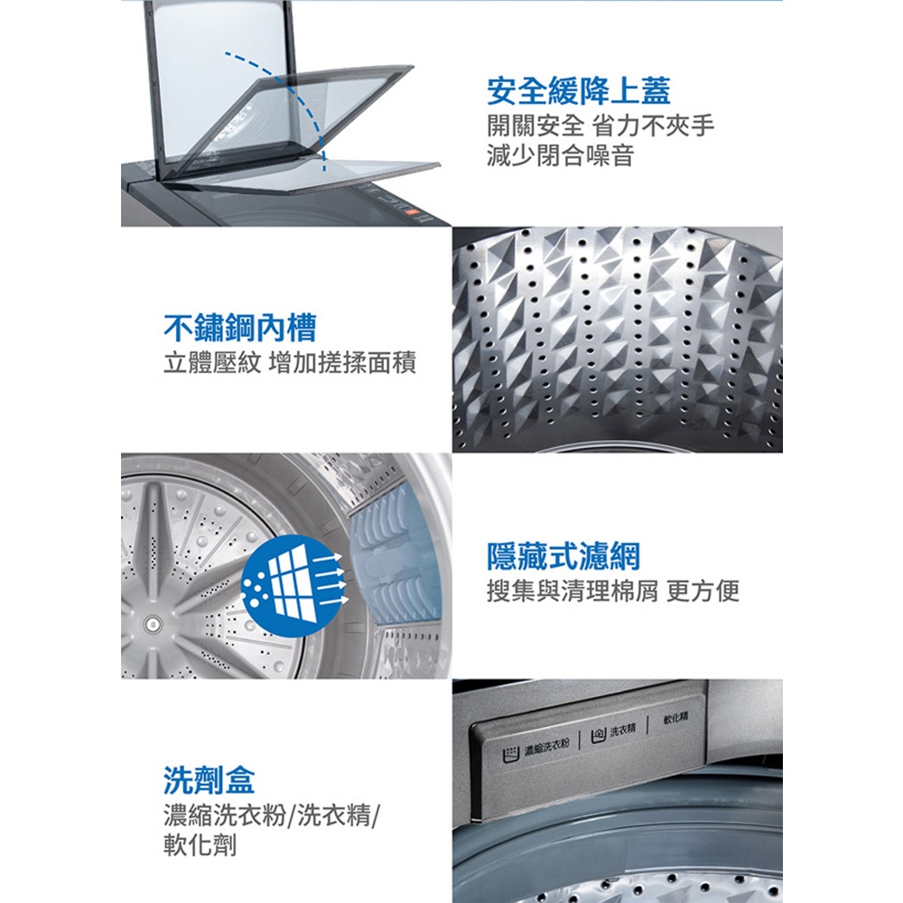 TATUNG 19kg Ultrasonic Inverter Washing Machine TAW-A190DSS, , large