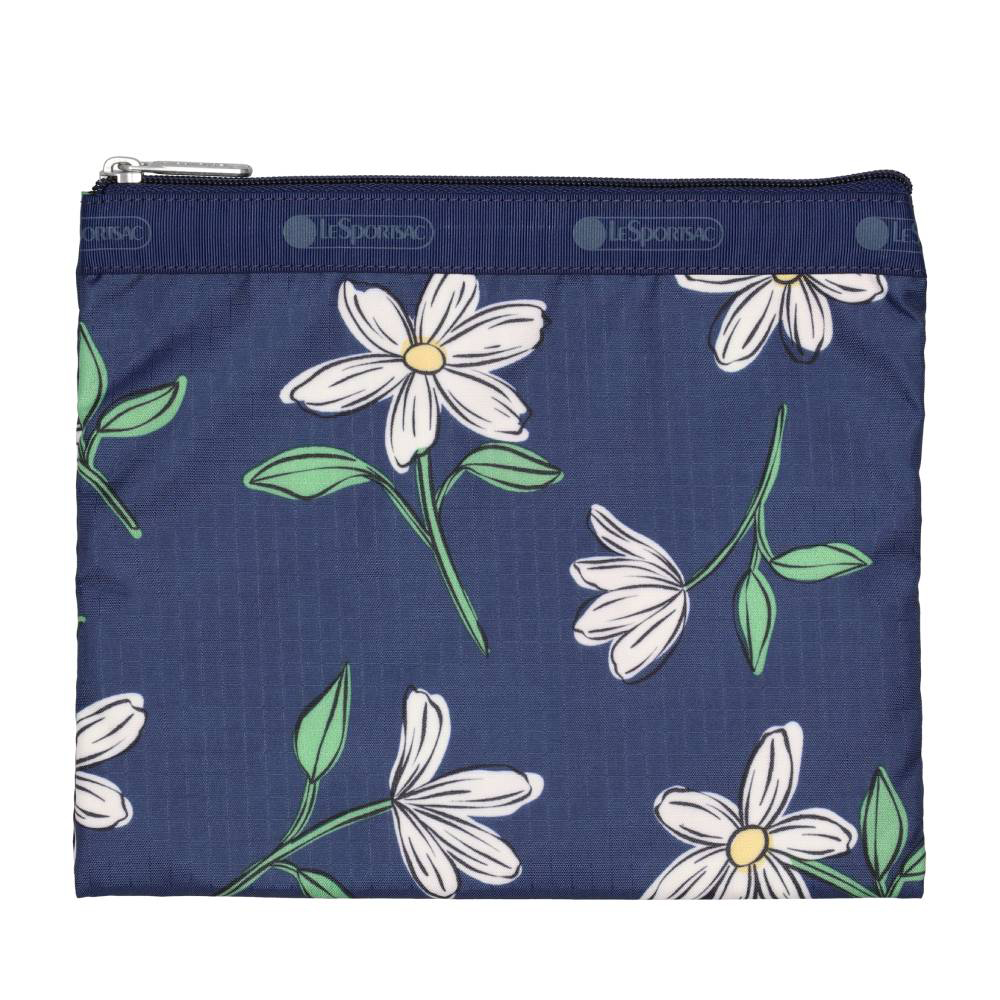 Lesportsac Deluxe Everyday Bag 經典斜背包 側背包 通勤旅行包 女包 男包(海軍藍花卉), , large