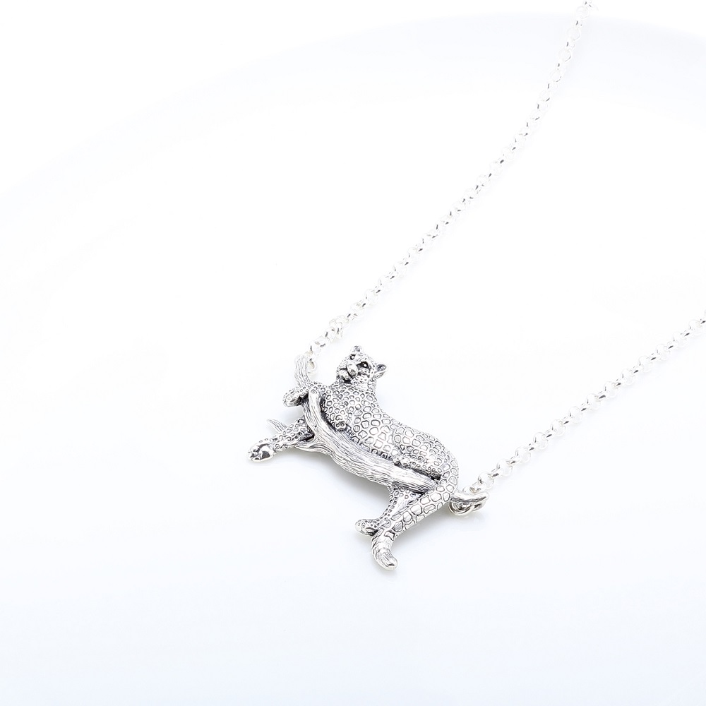 【Angel & Me】Jaguar Leopard s925 sterling silver necklace Valentine's Day gift, , large