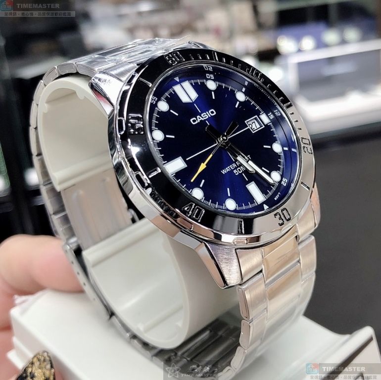 [星晴錶業]CASIO手錶,44mm,CA56833寶藍色錶面銀錶殼銀色精鋼錶帶款, , large