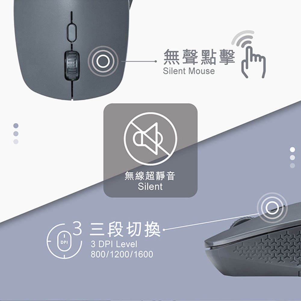 E-BOOKS M73 Three-stage DPI switching Type C+USB dual-interface silent wireless mouse Efficient wireless connection Silent design Convenient dual connectors, , large