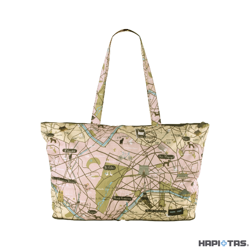 HAPI+TAS H0001摺疊肩背包-粉色地圖, , large