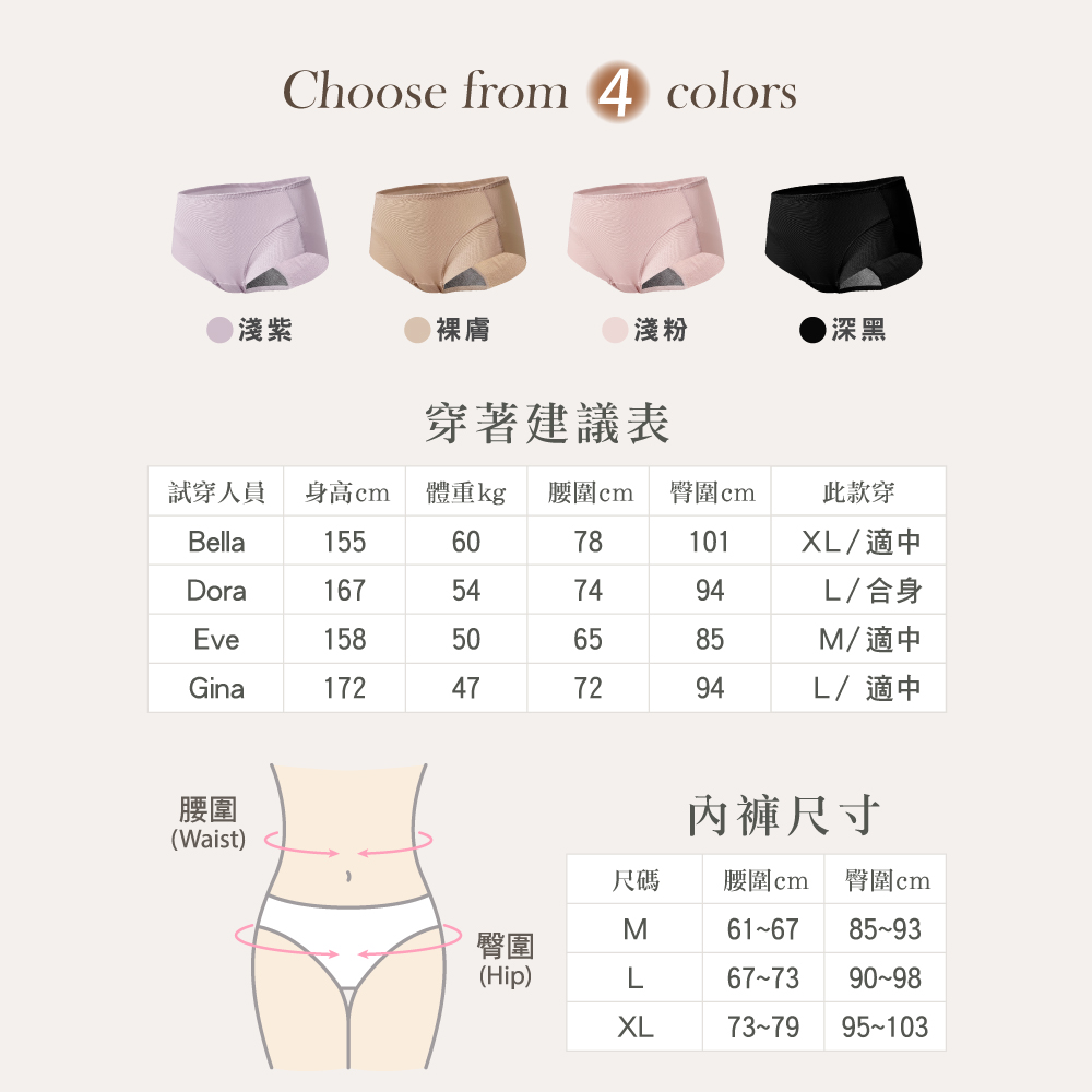 【Clany可蘭霓】黑絲絨抑菌竹炭無痕中腰內褲 M-XL｜消臭透氣.舒適包臀 2236-31 淺粉, , large