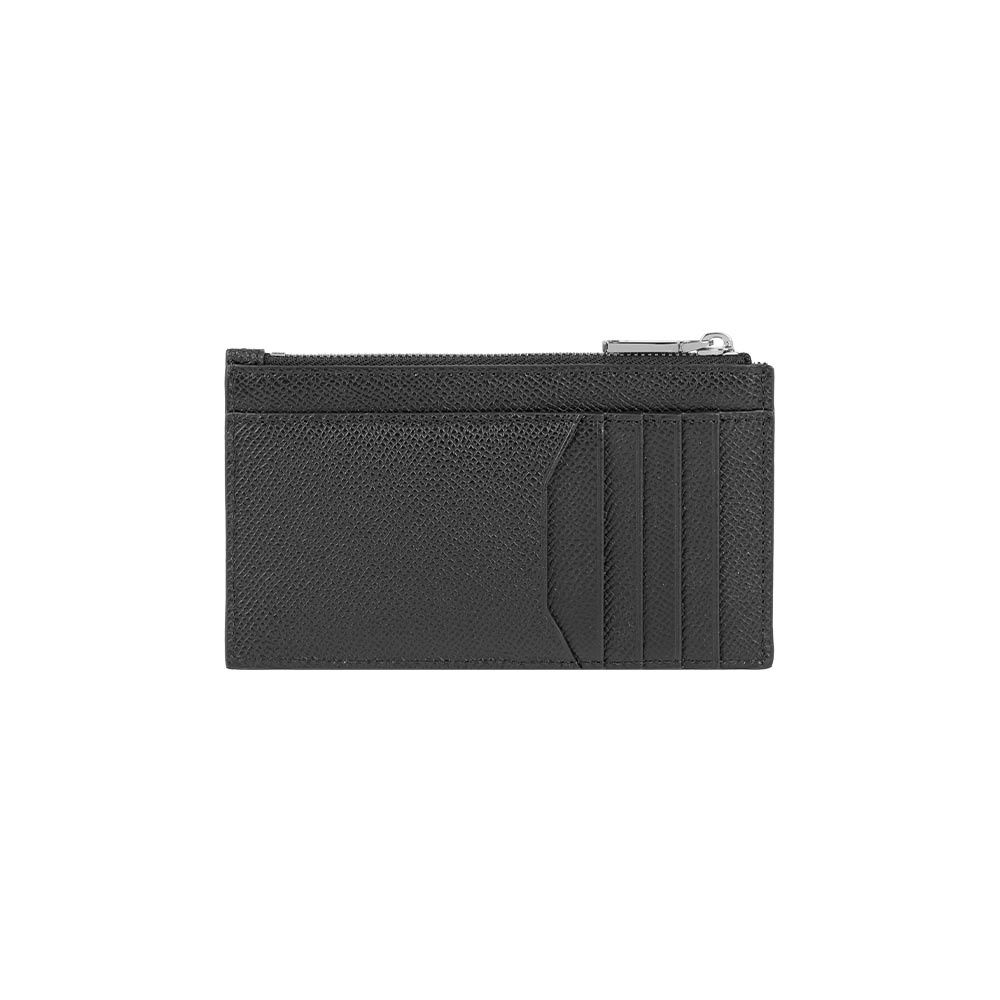 BALLY 金屬Logo 防刮牛皮拉鍊卡片夾/零錢包(黑色), , large