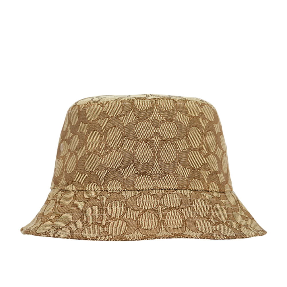 COACH 滿版CC Logo 緹花布漁夫帽 M-L/卡其色, , large