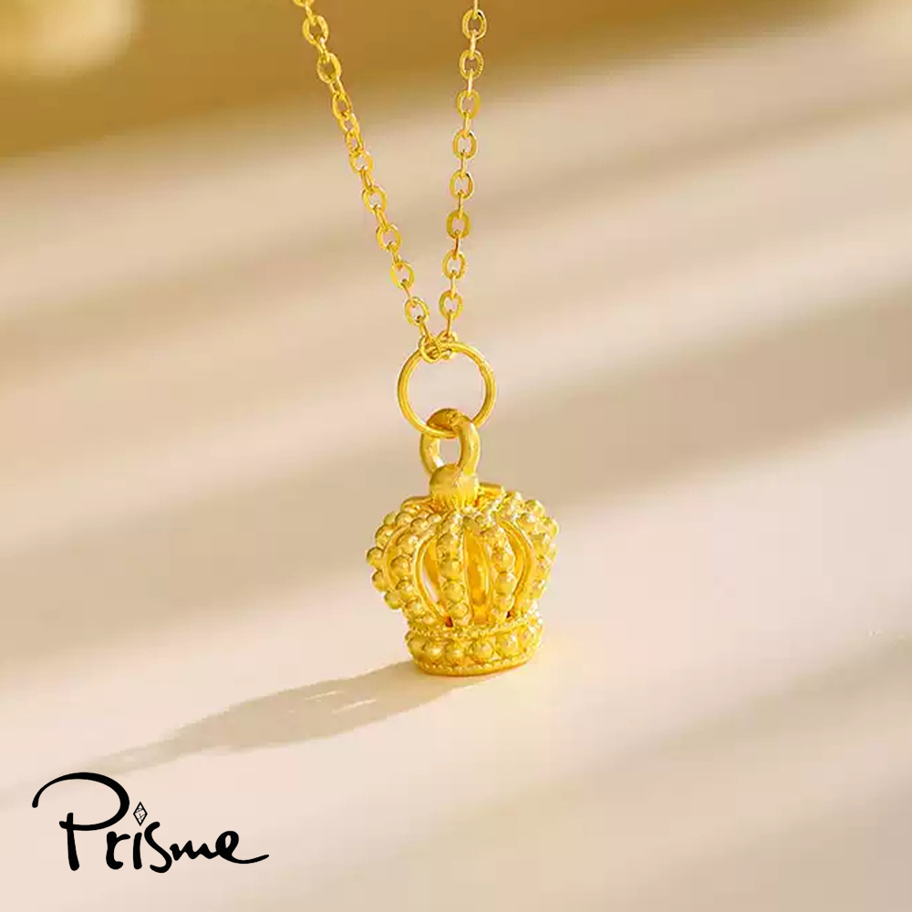 【Prisme Gold】黃金項鍊 立體皇冠 鍊墜項鍊 (金重：約0.08錢&plusmn;0.03), , large