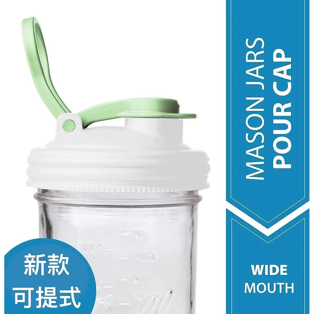 reCAP&reg; Mason Jars Lid POUR cap Wide Mouth-White&Green, , large