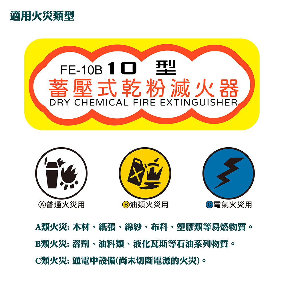 【太星電工】4入組-10型手提式乾粉滅火器｜蓄壓式消防器材｜消防安全設備, , large