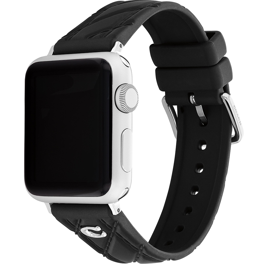 COACH Apple Watch 錶帶 38/40/41mm適用 黑色菱格紋矽膠錶帶 520快樂 送禮禮物(不含手錶), , large