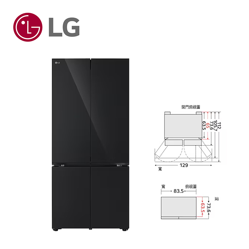 LG GV-NB61BG智慧變頻四門冰箱619L, , large