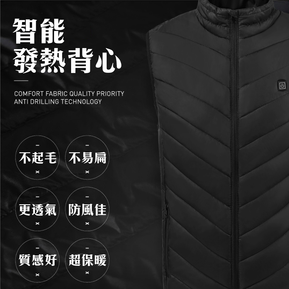 很神奇的【智能發熱背心】USB四區發熱 穿著就暖呼呼 藏在外套裡面 可自行控溫 低溫 出國 雪地 寒流 必備 保暖 防寒, , large