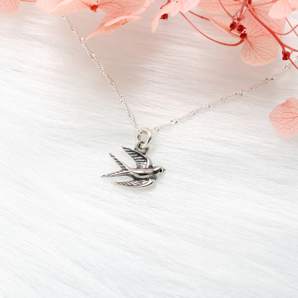 【Angel & Me】Flying Swallow Bird s925 sterling silver necklace Birthday gift, , large