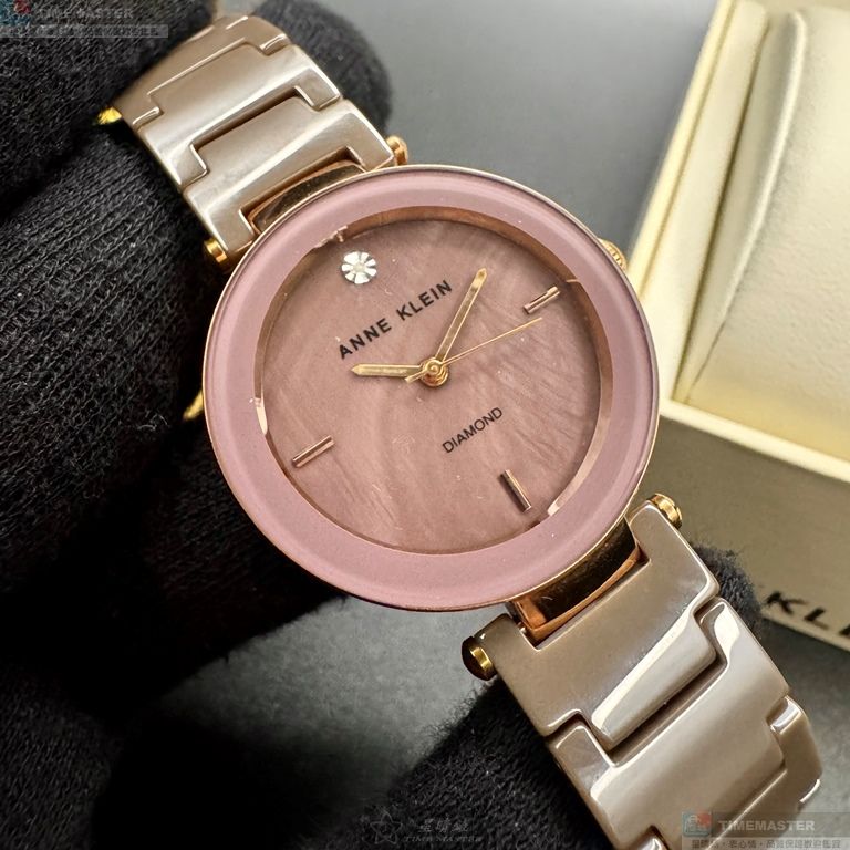 [星晴錶業]ANNE KLEIN手錶,34mm,AN00026香檳紅錶面玫瑰金錶殼香檳紅陶瓷錶帶款, , large