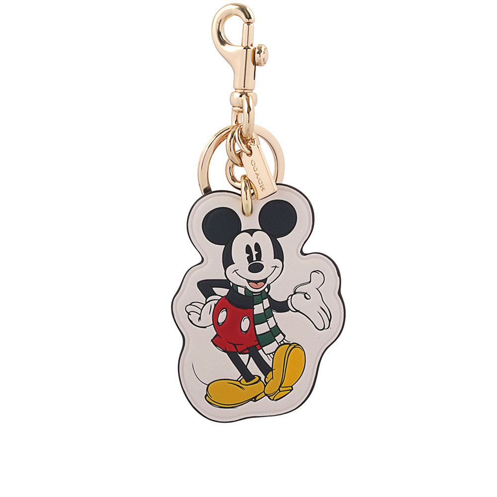 COACH X Disney米奇造型吊飾/鑰匙圈/白色, , large