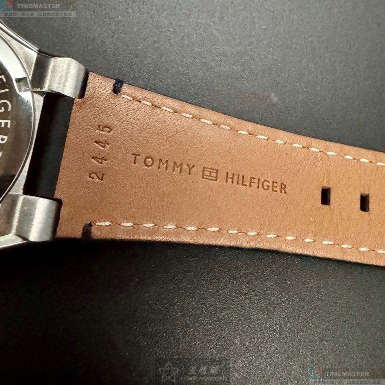 [星晴錶業]TommyHilfiger手錶,44mm,TH00074黑色錶面銀錶殼深黑色真皮皮革錶帶款, , large