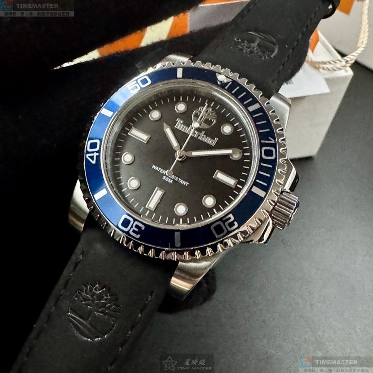 [星晴錶業]新品牌手錶,42mm,TL57207黑色錶面寶藍錶殼深黑色真皮皮革錶帶款, , large