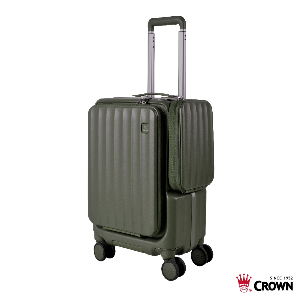 【CROWN】WAVE 19.5吋前開式側袋磁吸登機箱-森林抹茶, , large