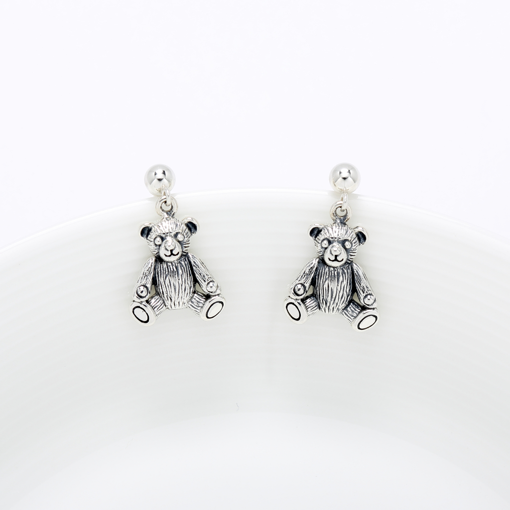 【Angel & Me】Cute Teddy bear s925 sterling silver earrings Christmas gift, , large