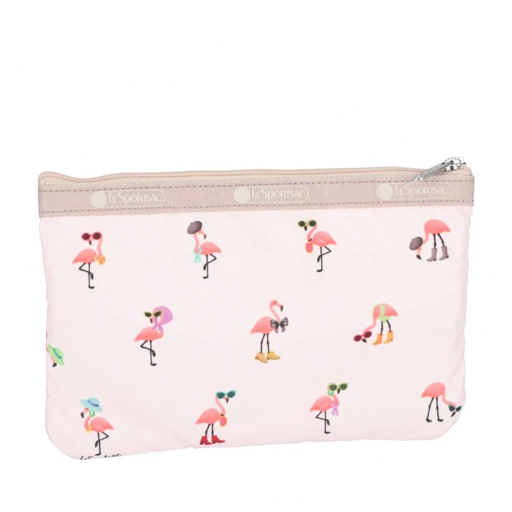 Lesportsac 3-Zip Cosmetic 三層拉鍊化妝包 收納包 盥洗包 女包 男包(紅鶴海島派對), , large