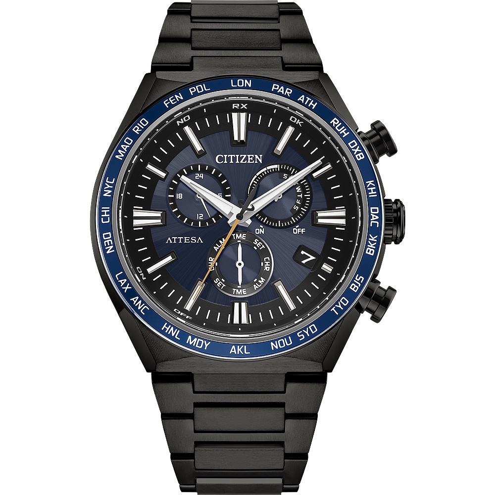CITIZEN 星辰 湛藍 超級鈦 光動能電波計時手錶 CB5967-66L, , large