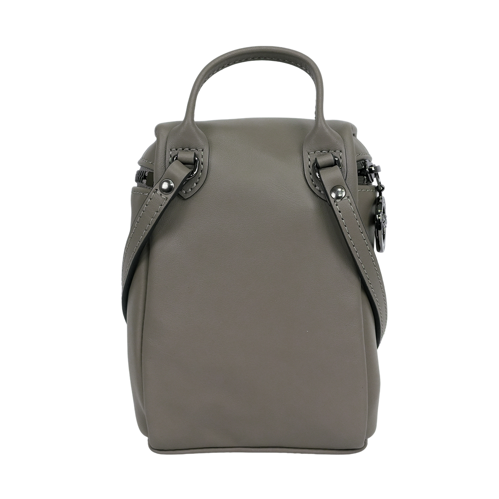 LONGCHAMP Le Pliage Xtra XS 小牛皮拉鍊迷你手提/斜背二用包/斑鳩灰, , large