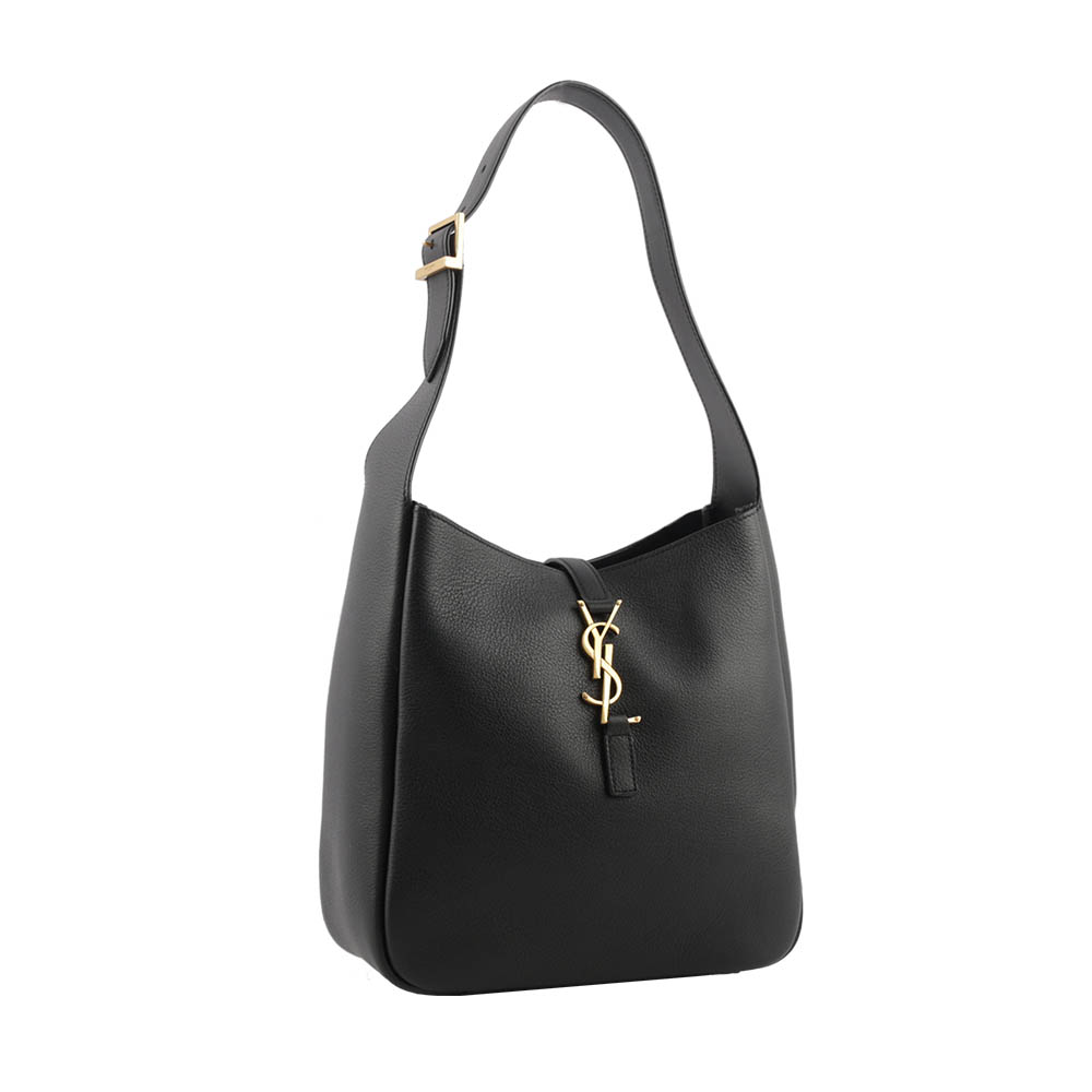 YSL LE 5 A 7 Hobo 小牛皮小款肩背包/黑色, , large