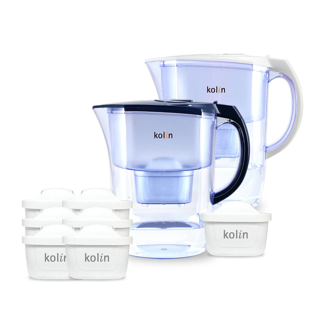 Kolin 歌林 3.8L濾水壺(內含四重濾芯*1)+四重濾芯6入(共1壺7芯/適用Brita), , large