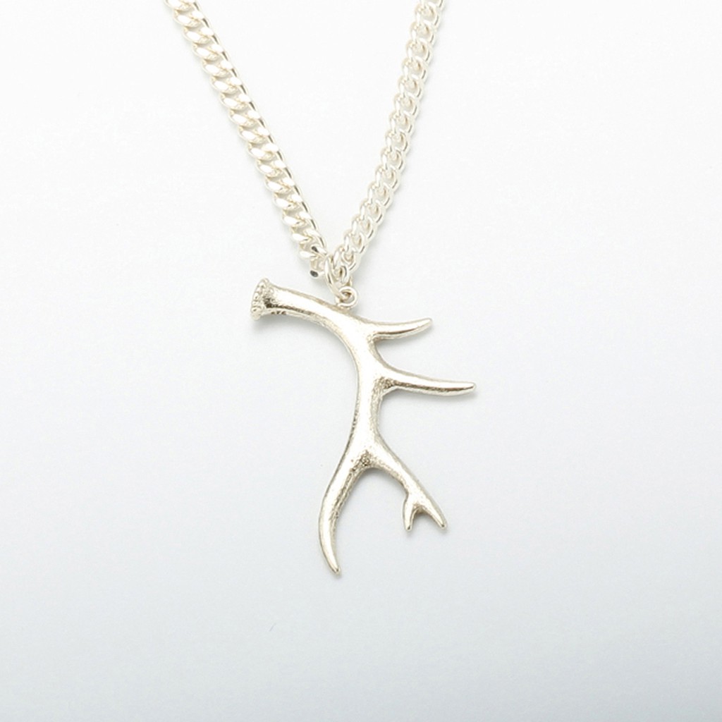 【Angel & Me】Large Deer Antler s925 sterling silver necklace Birthday gift, , large