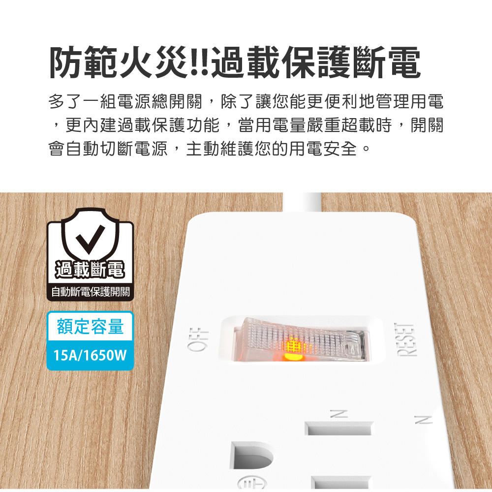 aibo 1開6插PD25W快充 專利三向出線抗雷擊延長線(台灣製)-1.8米, , large