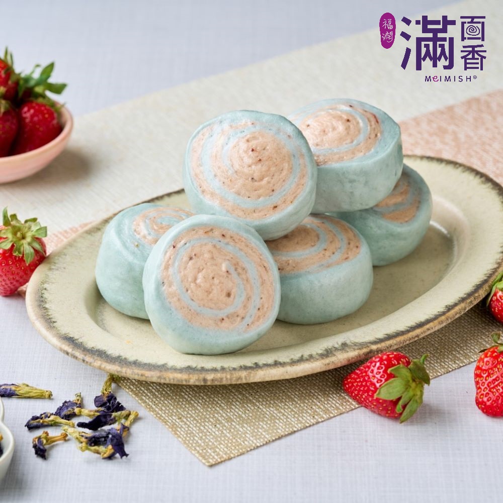 [滿面香] 草莓蝶豆花小饅頭, , large