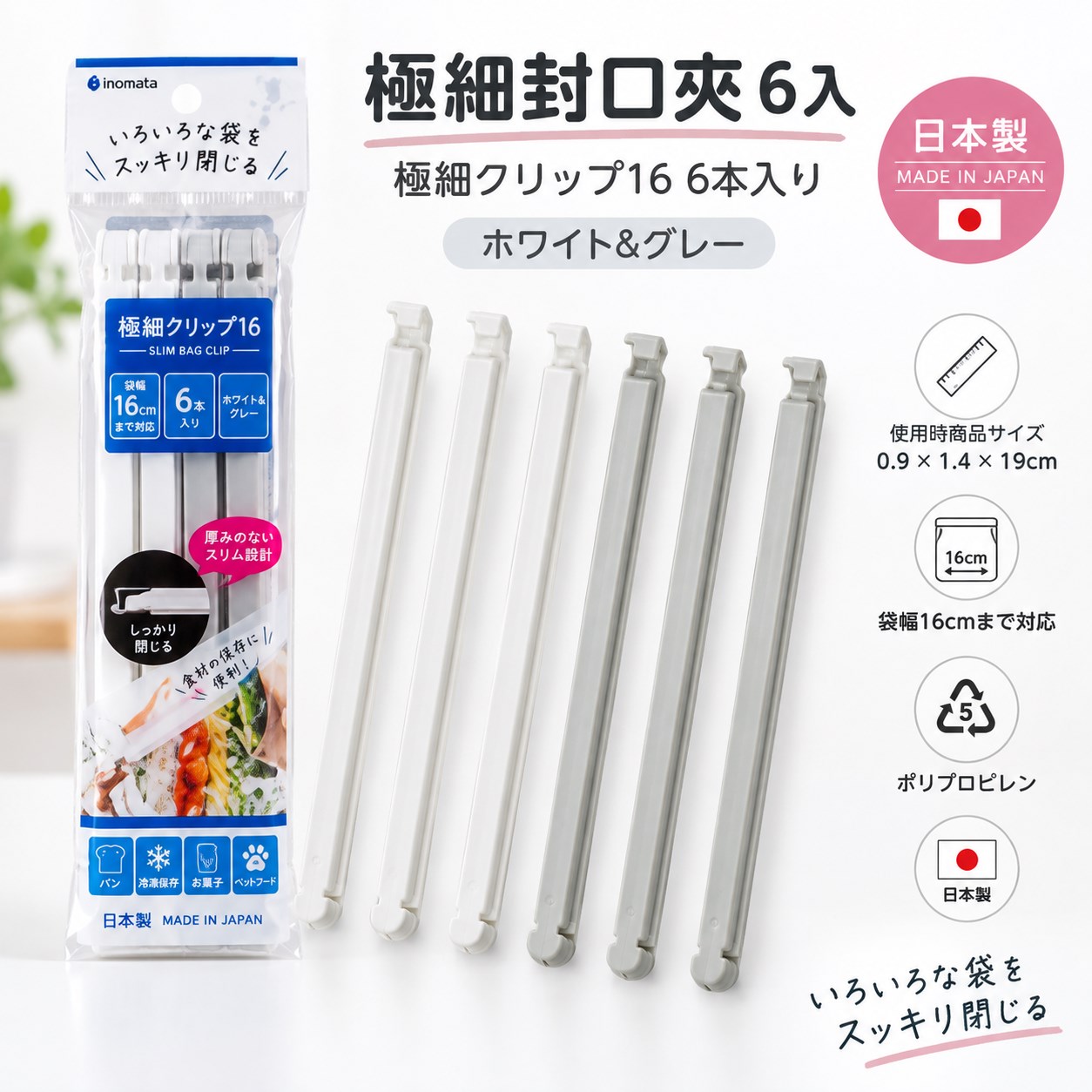 【HIYASU日安工坊】極細封口夾 6入, , large