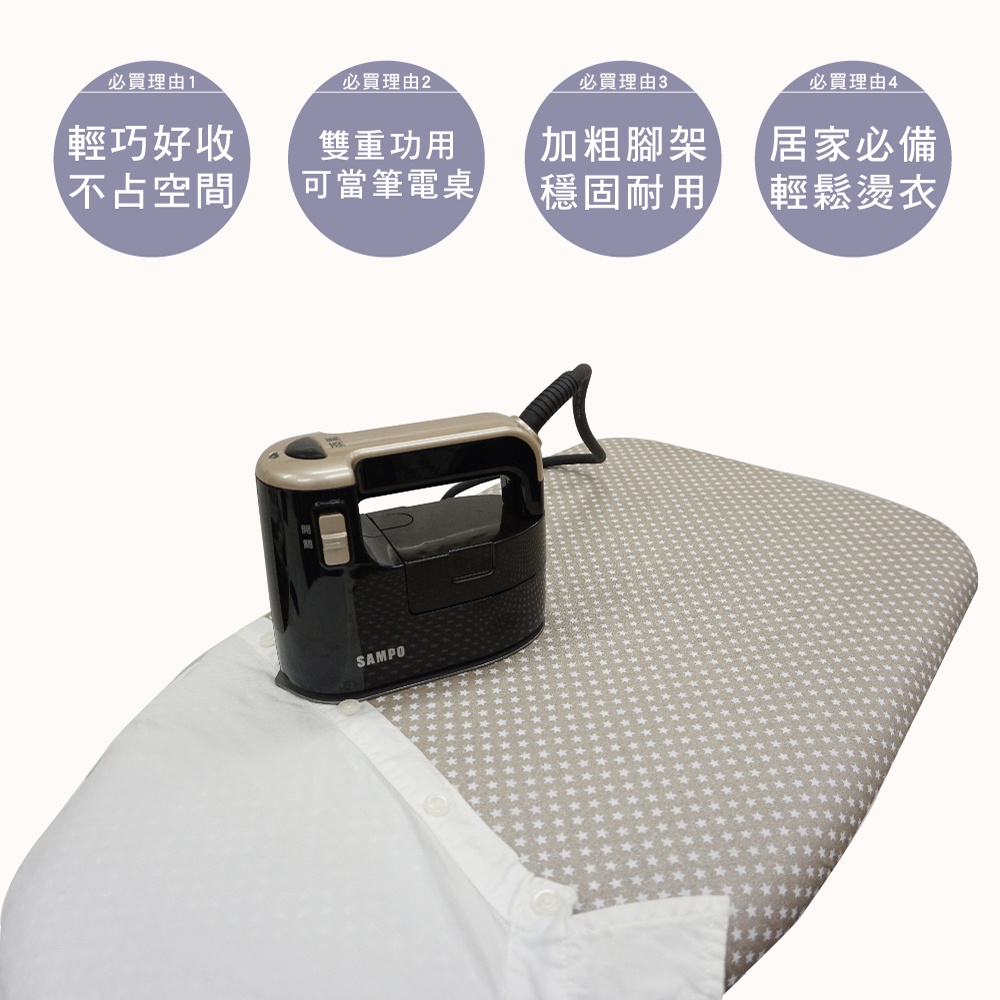 【雙手萬能】24吋桌上型透氣式燙衣板附熨斗墊 (燙袖板/布面隨機花色), , large