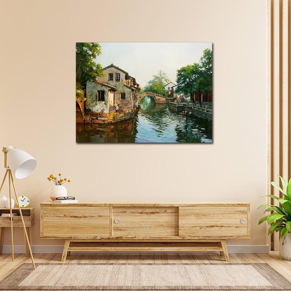 【御畫房】江南水鄉 國家一級畫師手繪油畫80&times;110cm(VF-64), , large