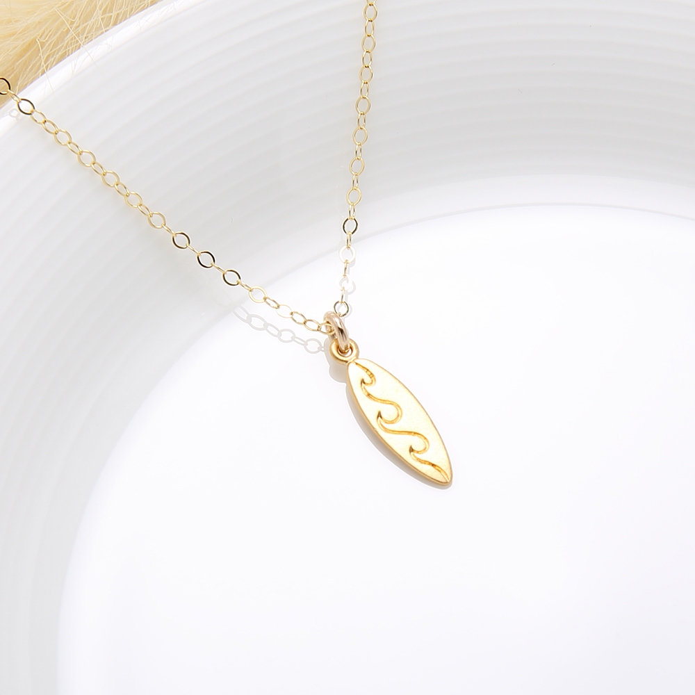 【Angel & Me】Surfboard s925 sterling silver 24k gold plated necklace gift, , large
