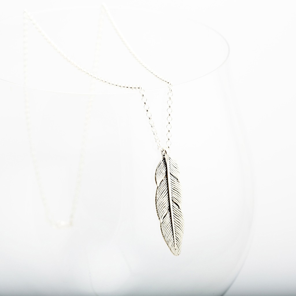 【Angel & Me】Indian Feather Sterling Silver Necklace Birthday gift, , large