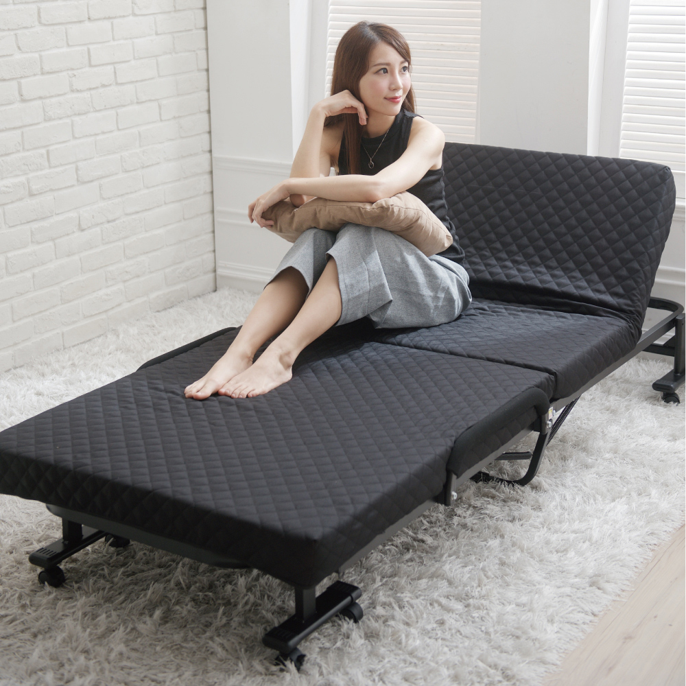 《Simple Life》6-section folding bed without assembly - black S-22, , large