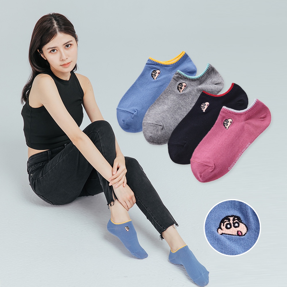 (多款)蠟筆小新刺繡船襪 船型襪 台灣製電繡襪【旺達棉品】 SC-A101 SC-A102, , large