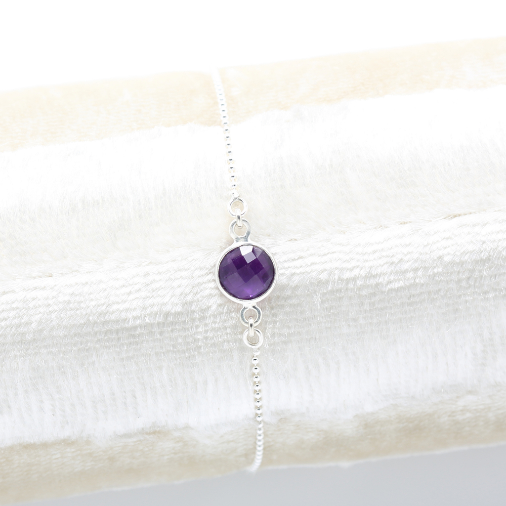 【Angel & Me】Round Amethyst crystal pink simple bracelet mother's birthday Day, , large