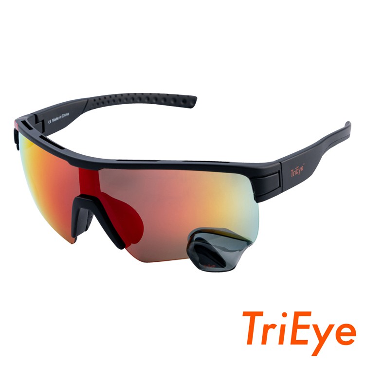 TriEye Cycling Glasses with Mirror Lux. TE-S00101M Black(M), , large
