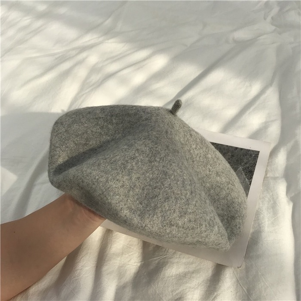 【A&R】復古氣質純色羊毛尼貝雷帽 灰色 , , large