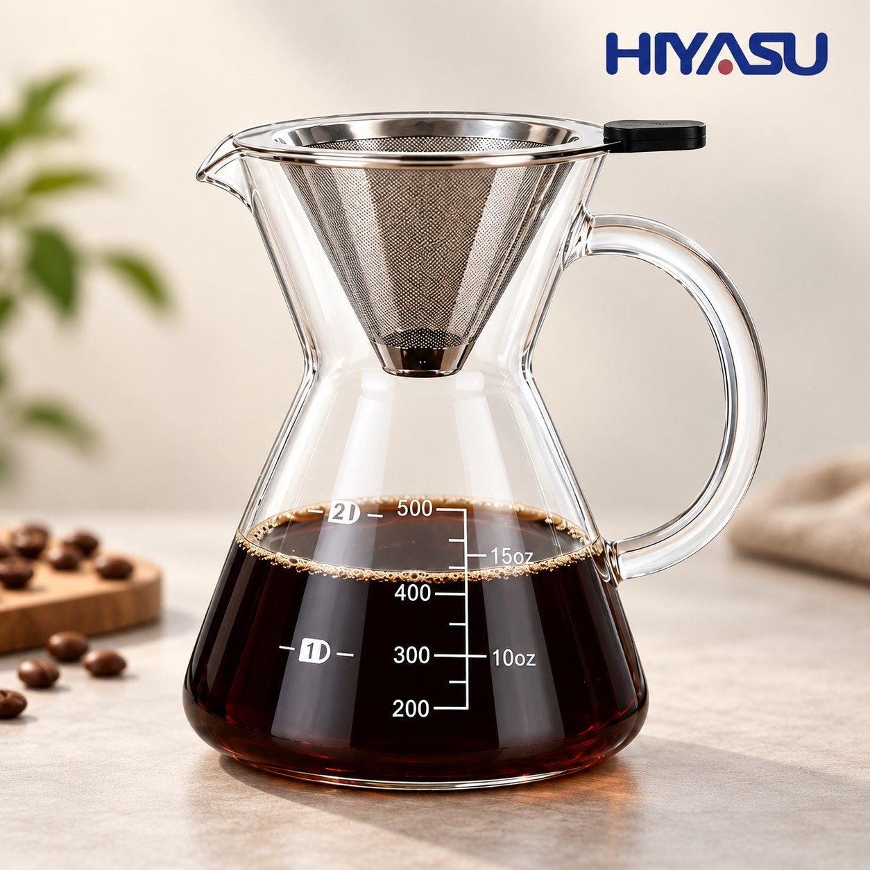 【HIYASU日安工坊】HIYASU耐熱玻璃手沖咖啡壺(附濾網), , large