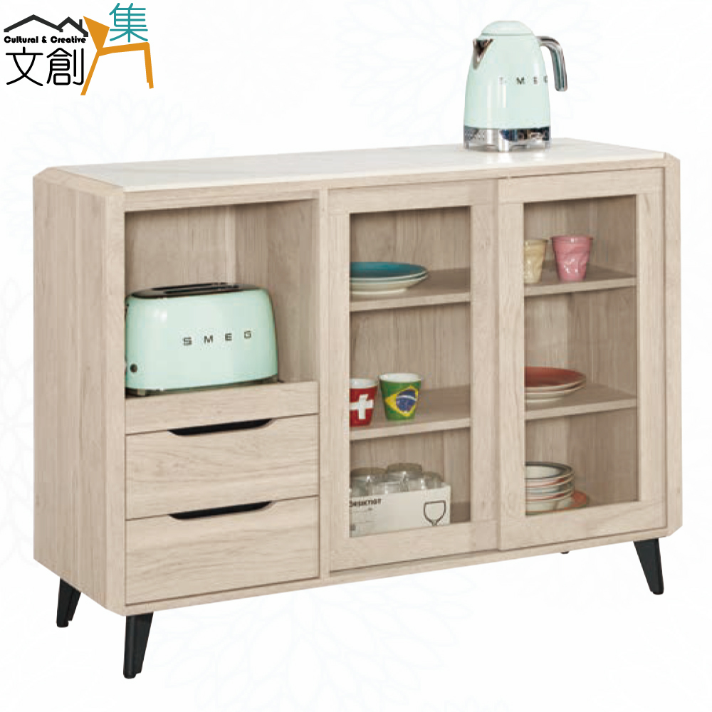 【文創集】萊雅雙色4尺岩板拉盤低餐櫃(客約商品), , large