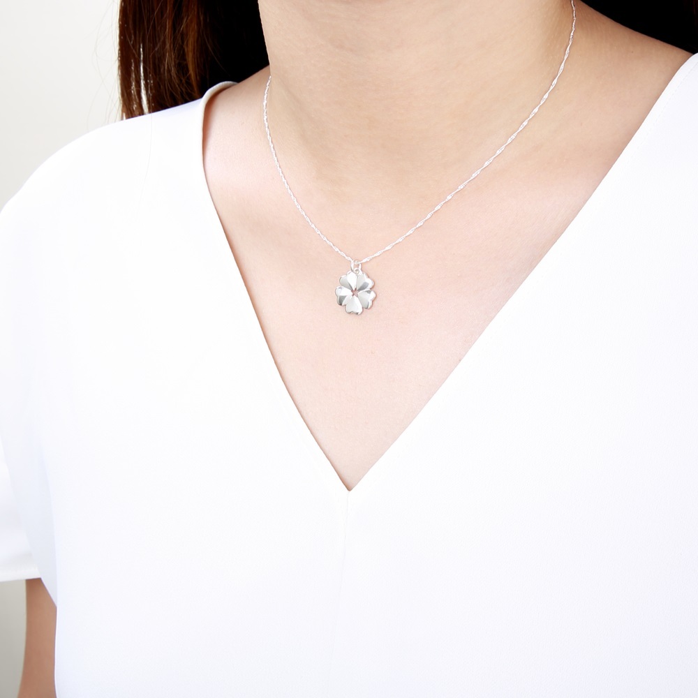 【Angel & Me】Love Clover Flower s925 sterling silver necklace Birthday gift, , large