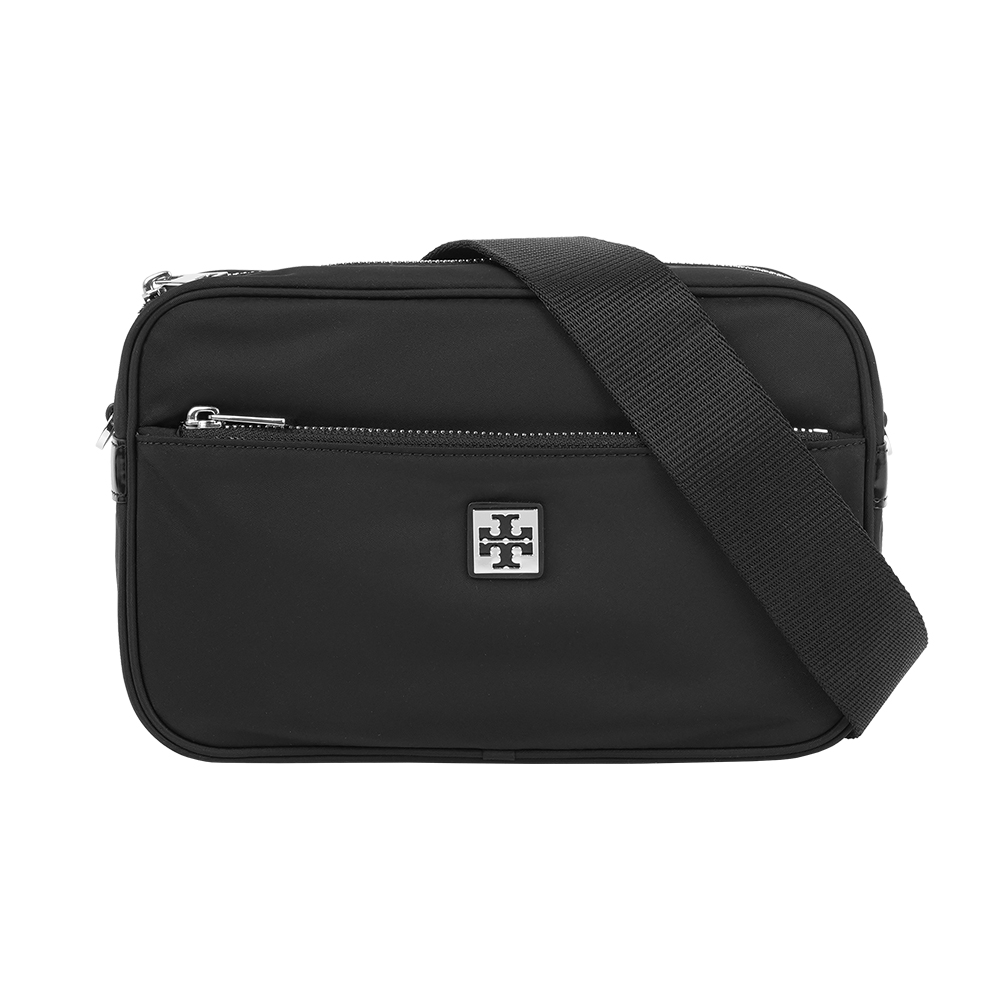TORY BURCH Virginia 再生尼龍附小袋拉鍊斜背包(黑色), , large