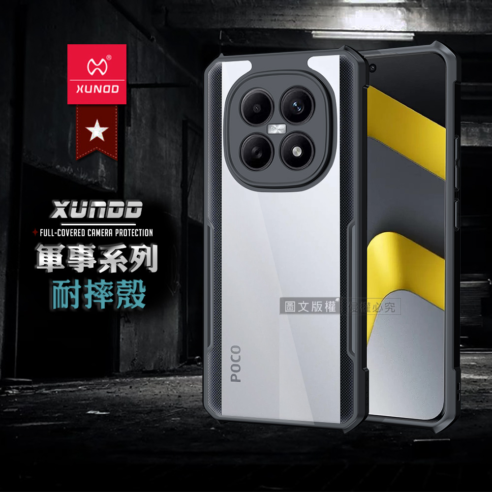 XUNDD訊迪 軍事防摔 POCO M8 5G 鏡頭全包覆 清透保護殼 手機殼(夜幕黑), , large